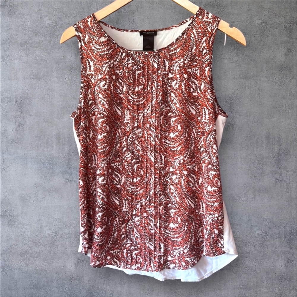 Ann Taylor Pleated Print Sleeveless Blouse Small